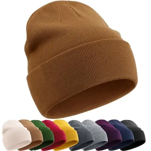 ROYBENS 100% Cotton Beanie Hat for Women Men Warm Winter Hats Knit Beanies | Double Layer Warmth Kniting, Comfortable Itch-Free Pure Cotton Cuffed & Uncuffed Fisherman Slouchy Skull Cap for Womens Mens - 1
