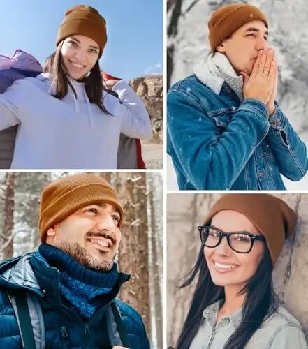 ROYBENS 100% Cotton Beanie Hat for Women Men Warm Winter Hats Knit Beanies | Double Layer Warmth Kniting, Comfortable Itch-Free Pure Cotton Cuffed & Uncuffed Fisherman Slouchy Skull Cap for Womens Mens - ROYBENS (1)