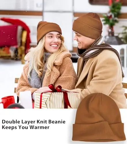 ROYBENS 100% Cotton Beanie Hat for Women Men Warm Winter Hats Knit Beanies | Double Layer Warmth Kniting, Comfortable Itch-Free Pure Cotton Cuffed & Uncuffed Fisherman Slouchy Skull Cap for Womens Mens - 4