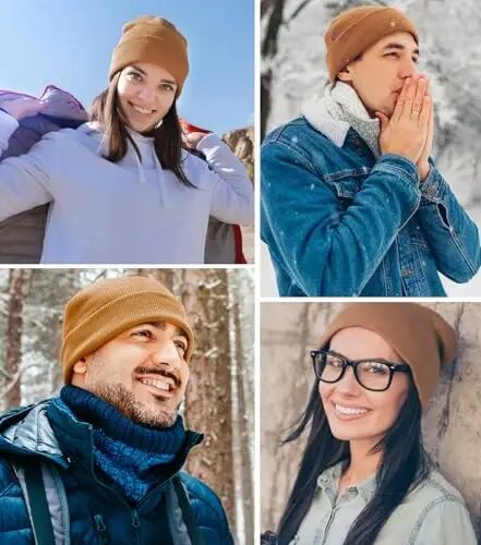 ROYBENS 100% Cotton Beanie Hat for Women Men Warm Winter Hats Knit Beanies | Double Layer Warmth Kniting, Comfortable Itch-Free Pure Cotton Cuffed & Uncuffed Fisherman Slouchy Skull Cap for Womens Mens - ROYBENS (1)