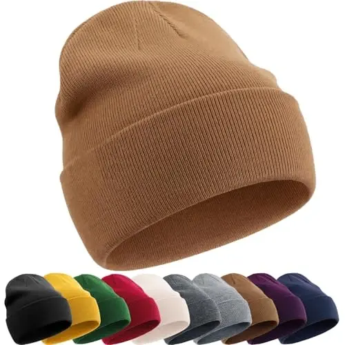 ROYBENS 100% Cotton Beanie Hat for Women Men Warm Winter Hats Knit Beanies | Double Layer Warmth Kniting, Comfortable Itch-Free Pure Cotton Cuffed & Uncuffed Fisherman Slouchy Skull Cap for Womens Mens - 1
