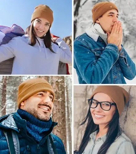 ROYBENS 100% Cotton Beanie Hat for Women Men Warm Winter Hats Knit Beanies | Double Layer Warmth Kniting, Comfortable Itch-Free Pure Cotton Cuffed & Uncuffed Fisherman Slouchy Skull Cap for Womens Mens - 2