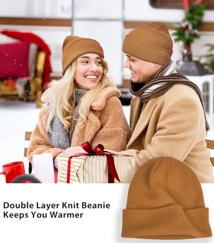 ROYBENS 100% Cotton Beanie Hat for Women Men Warm Winter Hats Knit Beanies | Double Layer Warmth Kniting, Comfortable Itch-Free Pure Cotton Cuffed & Uncuffed Fisherman Slouchy Skull Cap for Womens Mens - 4