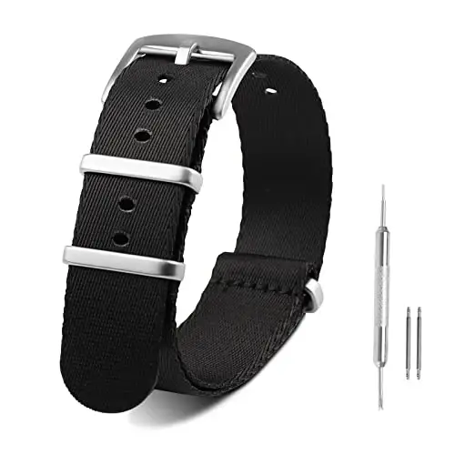 RoYiio Watch Band for Lug Width 20mm/22mm Premium Ballistic Nylon, Comfortable and Breathable, Stainless Steel Buckle, Classic Nylon Strap for Men and Women - 1