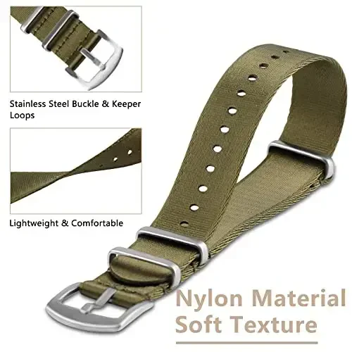 RoYiio Watch Band for Lug Width 20mm/22mm Premium Ballistic Nylon, Comfortable and Breathable, Stainless Steel Buckle, Classic Nylon Strap for Men and Women - Modazone (1)