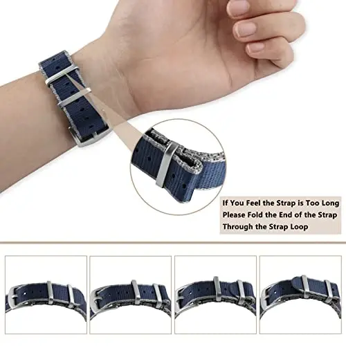 RoYiio Watch Band for Lug Width 20mm/22mm Premium Ballistic Nylon, Comfortable and Breathable, Stainless Steel Buckle, Classic Nylon Strap for Men and Women - 4
