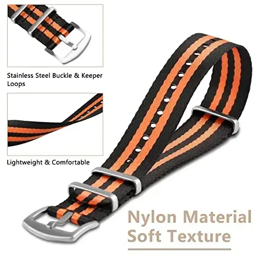 RoYiio Watch Band for Lug Width 20mm/22mm Premium Ballistic Nylon, Comfortable and Breathable, Stainless Steel Buckle, Classic Nylon Strap for Men and Women - Modazone (1)