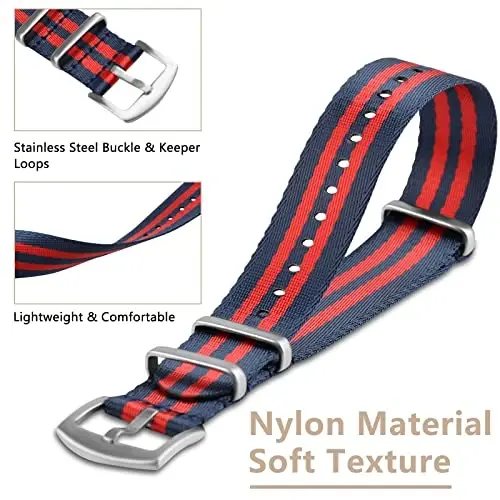 RoYiio Watch Band for Lug Width 20mm/22mm Premium Ballistic Nylon, Comfortable and Breathable, Stainless Steel Buckle, Classic Nylon Strap for Men and Women - MODAZONE (1)