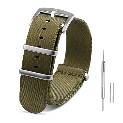 RoYiio Watch Band for Lug Width 20mm/22mm Premium Ballistic Nylon, Comfortable and Breathable, Stainless Steel Buckle, Classic Nylon Strap for Men and Women - 1