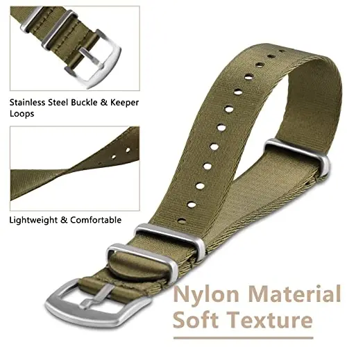 RoYiio Watch Band for Lug Width 20mm/22mm Premium Ballistic Nylon, Comfortable and Breathable, Stainless Steel Buckle, Classic Nylon Strap for Men and Women - 2