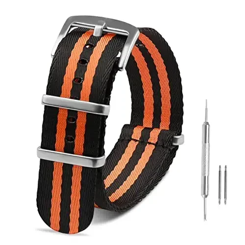 RoYiio Watch Band for Lug Width 20mm/22mm Premium Ballistic Nylon, Comfortable and Breathable, Stainless Steel Buckle, Classic Nylon Strap for Men and Women - Modazone