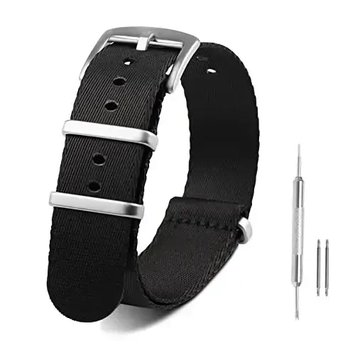 RoYiio Watch Band for Lug Width 20mm/22mm Premium Ballistic Nylon, Comfortable and Breathable, Stainless Steel Buckle, Classic Nylon Strap for Men and Women - 1
