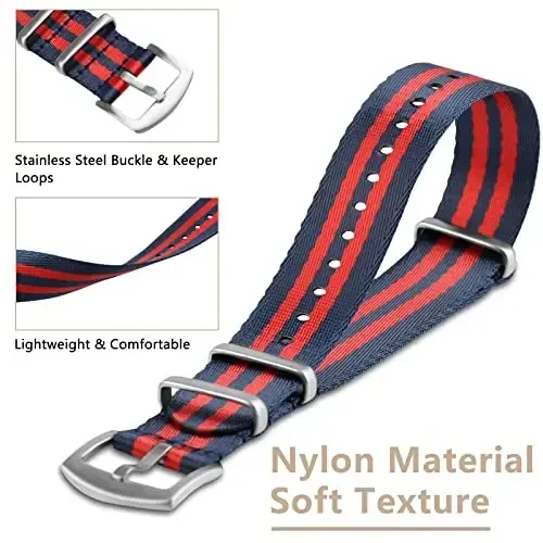 RoYiio Watch Band for Lug Width 20mm/22mm Premium Ballistic Nylon, Comfortable and Breathable, Stainless Steel Buckle, Classic Nylon Strap for Men and Women - 2