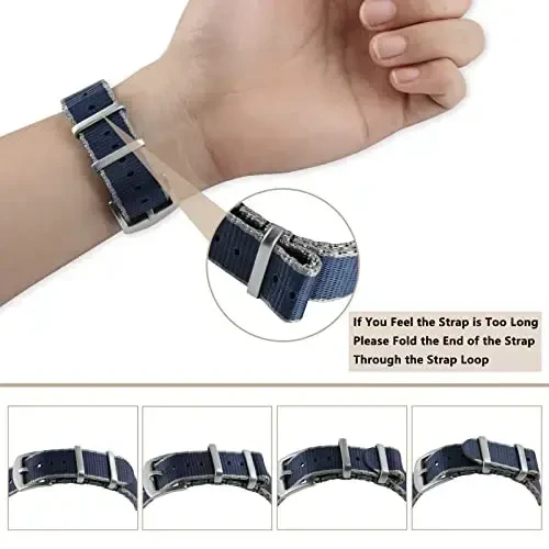 RoYiio Watch Band for Lug Width 20mm/22mm Premium Ballistic Nylon, Qulay va Nafas oladigan, Zanglamaydigan Po'lat Toka, Erkaklar va Ayollar uchun Klassik Neylon Tasma - 4