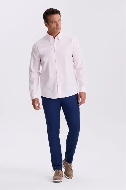 Розовая 100% Хлопок Рубашка на Пуговицах Comfort Fit - 2