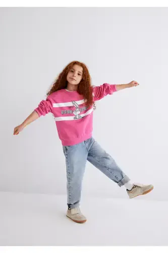 Розовая толстовка с принтом Багз Банни 7S10072-71095 - 1