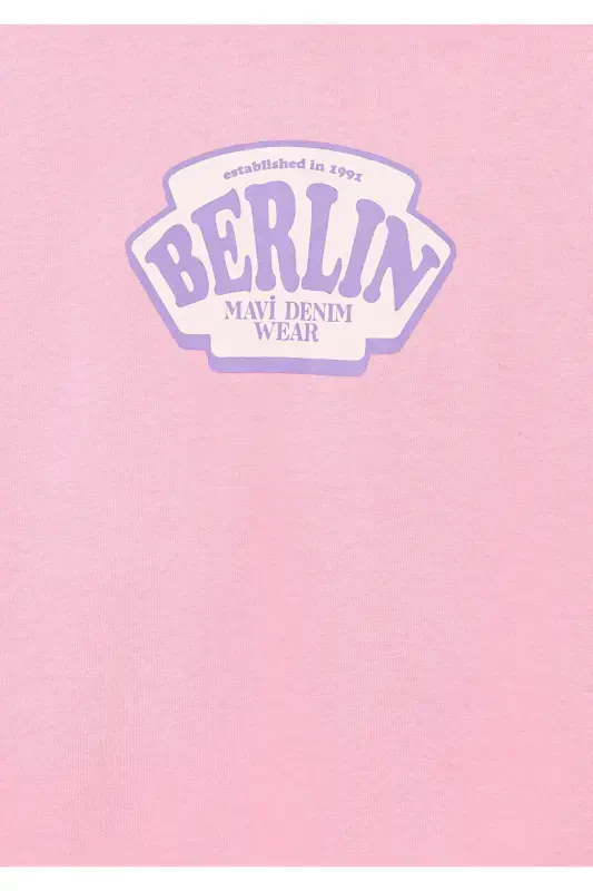 Розовая толстовка с принтом Берлин - 5