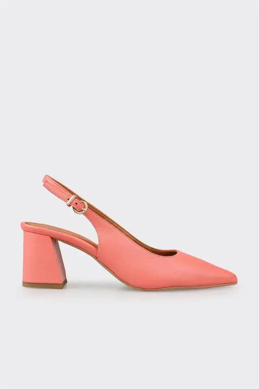 Розовые Кожаные Женские Туфли на Каблуке - Розовый - ELLE SHOES
