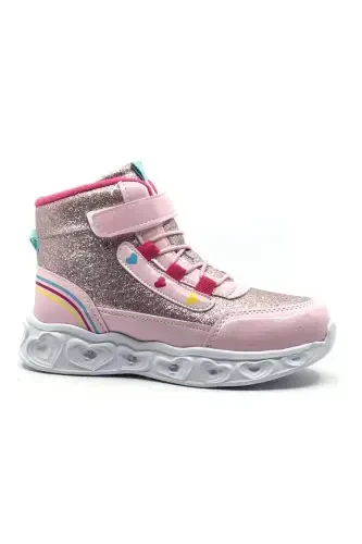 Розовые ортопедические ботинки для девочек с подсветкой - KIDS CLUB SHOES (1)