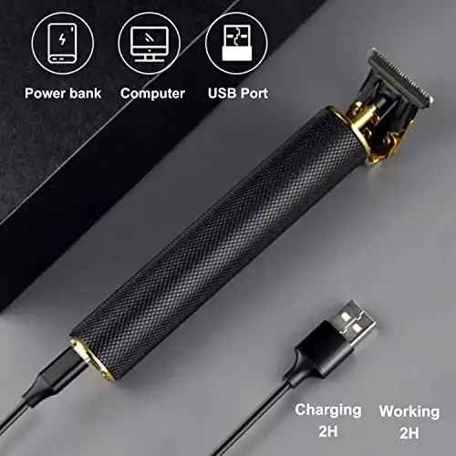 RQTYBUI erkaklar uchun soch kesgich - simsiz elektr soch trimmer soqol trimmer ustara, yo'naltiruvchi taroqlar bilan nol bo'shliqli qirrali, qora - 4