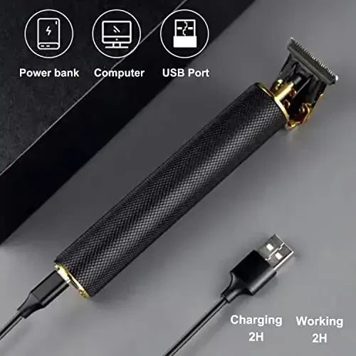 RQTYBUI erkaklar uchun soch kesgich - simsiz elektr soch trimmer soqol trimmer ustara, yo'naltiruvchi taroqlar bilan nol bo'shliqli qirrali, qora - 4