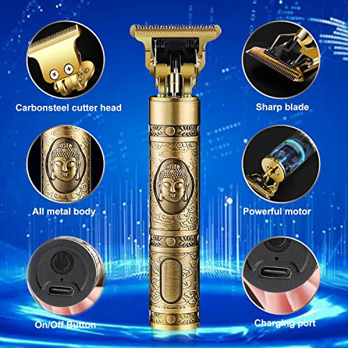 RQTYBUI Hair Clippers for Men, Cordless Electric Hair Trimmer and Beard Shaver, T Blade Zero Gapped Edgers Clipper Hair Cutting Kit, Rechargeable, Gift for Father - 5