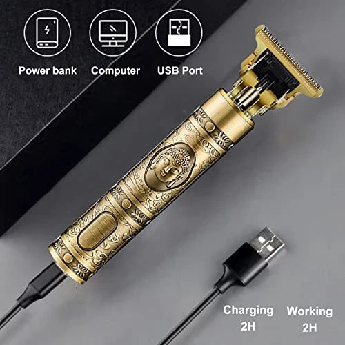 RQTYBUI Hair Clippers for Men, Cordless Electric Hair Trimmer and Beard Shaver, T Blade Zero Gapped Edgers Clipper Hair Cutting Kit, Rechargeable, Gift for Father - 3