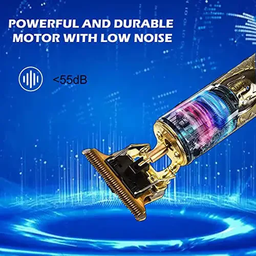 RQTYBUI Hair Clippers for Men, Cordless Electric Hair Trimmer and Beard Shaver, T Blade Zero Gapped Edgers Clipper Hair Cutting Kit, Rechargeable, Gift for Father - 6