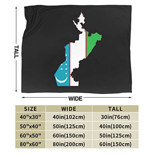 Rqwaaed Flag Map of Uzbekistan Throw Blankets Cozy Warm Lightweight Flannel Blanket for Sofa Bed Men and Women - 2