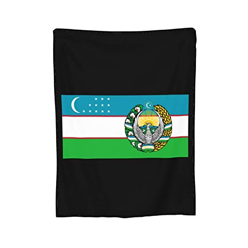 Rqwaaed Flag of Uzbekistan with Coat of arms Throw Blankets Cozy Warm Lightweight Flannel Blanket for Sofa Bed Men and Women - 3