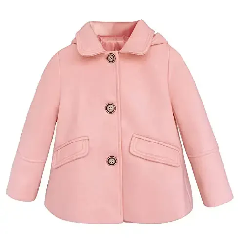 rrhddss Baby Girls Button Formal Coat Toddler Kids Hooded Woolen Jacket Kuzgi Qishki Ustki Kiyim - 2