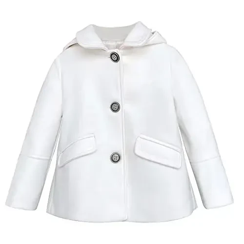 rrhss Baby Girls Button Formal Coat Toddler Kids Hooded Woolen Jacket Fall Winter Outwear - RRHSS (1)
