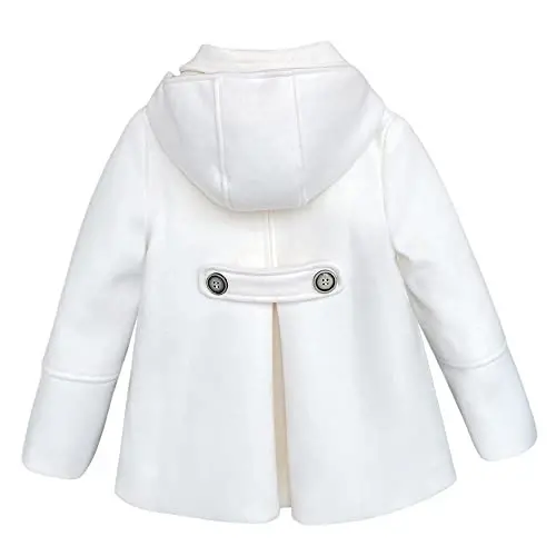 rrhss Baby Girls Button Formal Coat Toddler Kids Hooded Woolen Jacket Fall Winter Outwear - 3