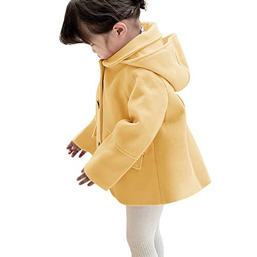 rrhs Baby Girls Button Formal Coat Toddler Kids Hooded Woolen Jacket Fall Winter Outwear - 1