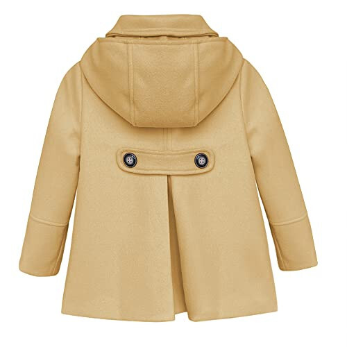 rrhs Baby Girls Button Formal Coat Toddler Kids Hooded Woolen Jacket Fall Winter Outwear - 3