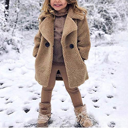 rrhs Baby Girls Faux Fur Teddy Long Coat Tollder Kids Winter Fleece Jacket Warm Outwear Clothes - 2