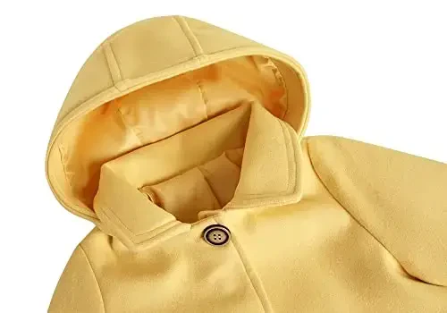 rrhss Baby Girls Button Formal Coat Toddler Kids Hooded Woolen Jacket Fall Winter Outwear - 4