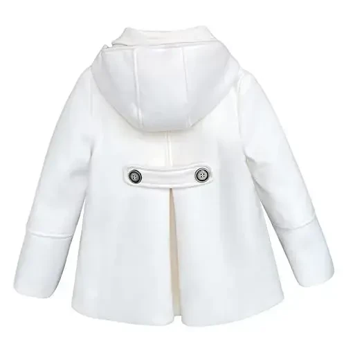 rrhss Baby Girls Button Formal Coat Toddler Kids Hooded Woolen Jacket Fall Winter Outwear - 3