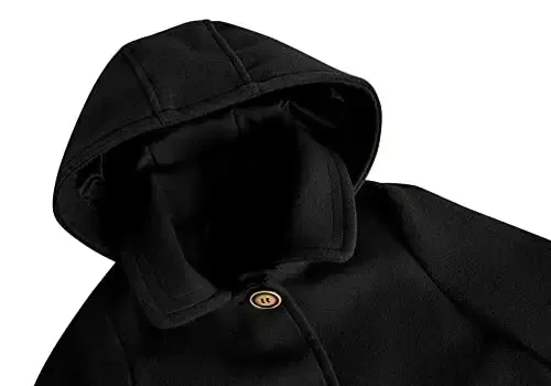 rrhss Baby Girls Button Formal Coat Toddler Kids Hooded Woolen Jacket Fall Winter Outwear - 4