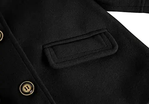 rrhss Baby Girls Button Formal Coat Toddler Kids Hooded Woolen Jacket Fall Winter Outwear - 5