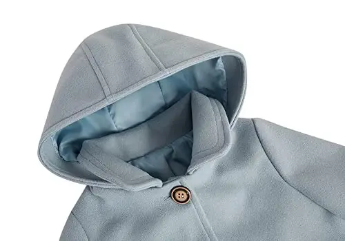 rrhss Baby Girls Button Formal Coat Toddler Kids Hooded Woolen Jacket Fall Winter Outwear - 4