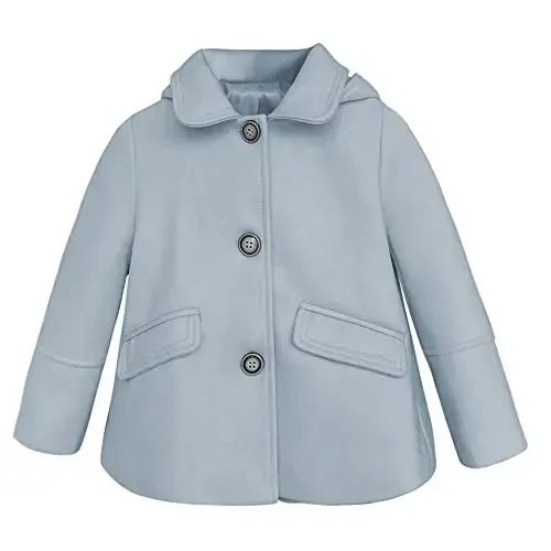 rrhss Baby Girls Button Formal Coat Toddler Kids Hooded Woolen Jacket Fall Winter Outwear - RRHSS (1)