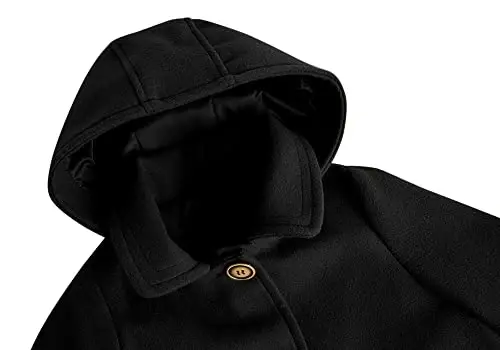 rrhss Baby Girls Button Formal Coat Toddler Kids Hooded Woolen Jacket Fall Winter Outwear - 9