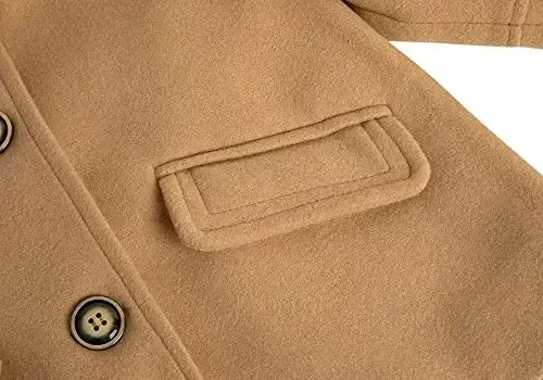 rrhss Baby Girls Button Formal Coat Toddler Kids Hooded Woolen Jacket Fall Winter Outwear - 5