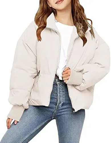 rrhss Girls Winter Long Sleeve Zip Puffer Jacket Kids Baggy Short Down Coats 