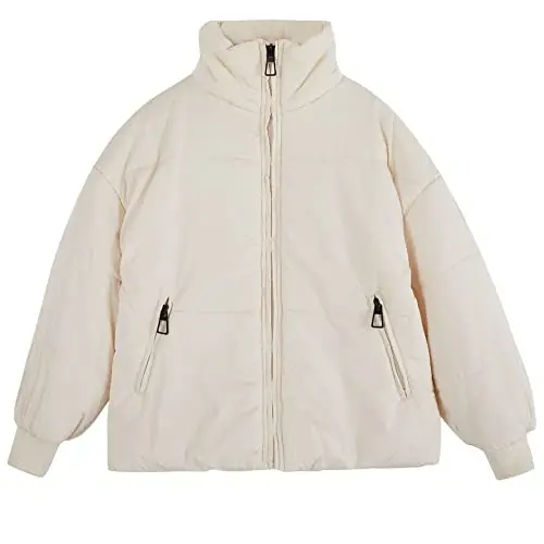 rrhss Girls Winter Long Sleeve Zip Puffer Jacket Kids Baggy Short Down Coats - 2