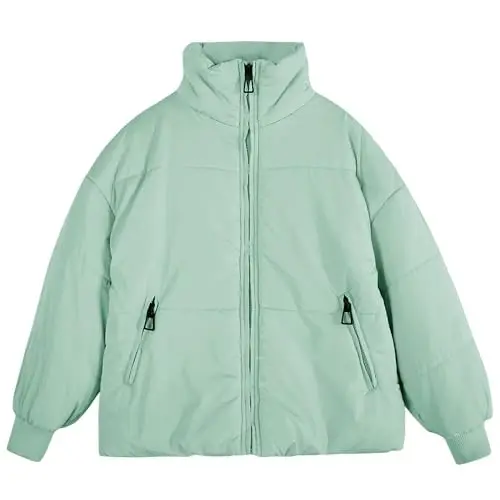 rrhss Girls Winter Long Sleeve Zip Puffer Jacket Kids Baggy Short Down Coats - 2