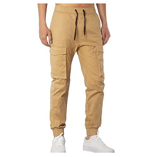 RTRDE Erkek Moda Kargo Pantolon Jogger Esnek Yürüyüş Antrenman Pantolonu Günlük Pantolon Cepli İş Pantolonu, S-2XL - 1