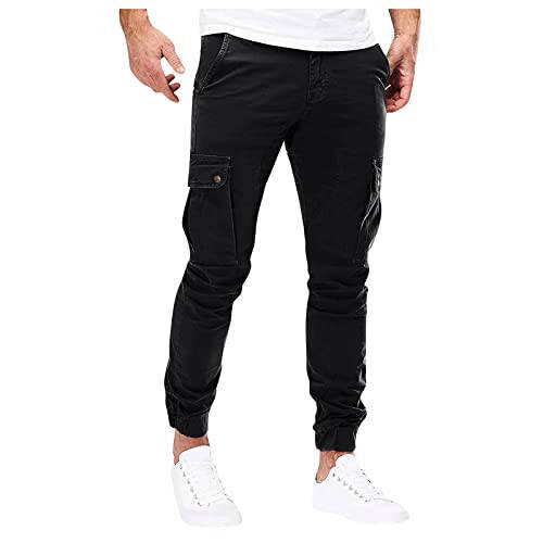 RTRDE Men's Casual Pants Solid Hiking Cargo Joggers Tactical Combat Workout Trousers with Pockets Travel Pants - 2