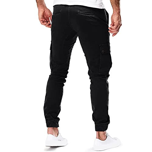 RTRDE Men's Casual Pants Solid Hiking Cargo Joggers Tactical Combat Workout Trousers with Pockets Travel Pants - 3